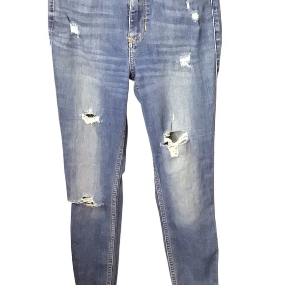 Hollister Women's Distressed Skinny Jeans - Blue - Picture 2 of 6